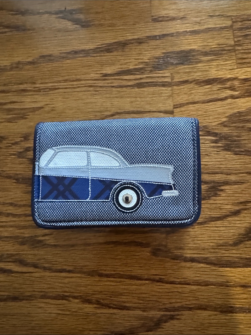 Vera Bradley Women’s Navy Blue Car-Embroidered Wallet